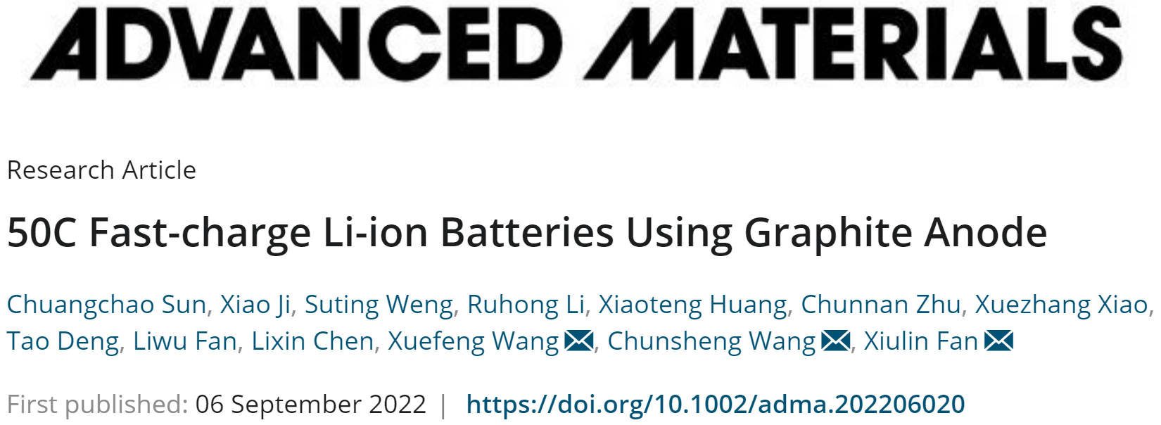 50C Fast-charge Li-Ion Batteries Using a Graphite Anode